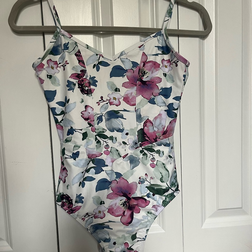 Danse De Paris Floral Print Spaghetti Strap leotard.